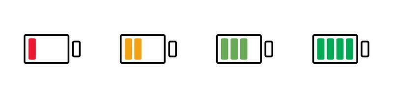 plano Projeto bateria ícone conjunto de remanescente carregar nível. vetor. vetor