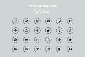 popular social rede logotipo ícone coleção vetor