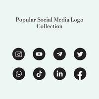 popular social rede logotipo ícone coleção vetor