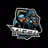 esport crachá tigre pelotão tema logotipo Projeto vetor