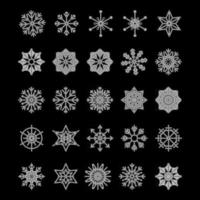 conjunto de ícones de floco de neve isolado em um fundo branco contorno da moda símbolos feliz natal feliz ano novo inverno vetor