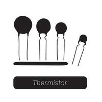 termistor ícone conjunto em branco fundo. ntc termistor resistor placa. plano estilo. vetor