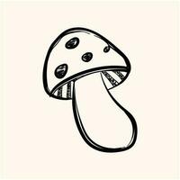 amanita muscaria cogumelo doodle. selvagem floresta cogumelos dentro outono, isolado vetor ilustração.