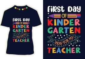 primeiro dia do Jardim da infância orar para meu professor camiseta Projeto vetor