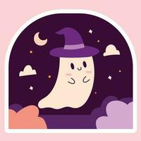 mão desenhado fofa fantasma dia das Bruxas adesivo ilustração clipart vetor