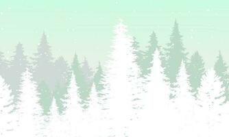 lindo neve montanha panorama com uma floresta, céu, neve cair. majestoso natureza fundo, bandeira, poster. inverno vetor ilustração.