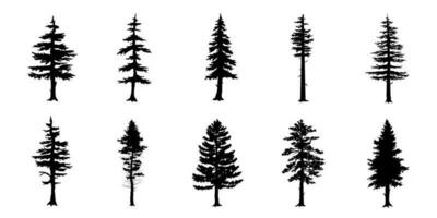 árvore de galho preto ou silhuetas de árvores nuas. ilustrações isoladas desenhadas à mão. vetor