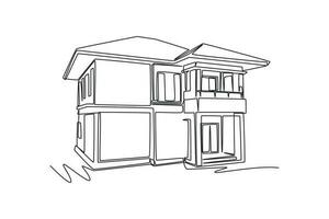 1 contínuo linha desenhando do casa conceito. rabisco vetor ilustração dentro simples linear estilo.