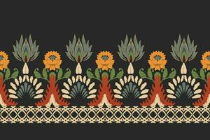 ikat floral paisley bordado em Preto background.geometric étnico oriental padronizar tradicional.asteca estilo abstrato vetor ilustração.