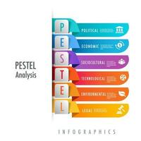 infográfico para 6 estágios do Pestel análise é uma ferramenta para organizações vetor