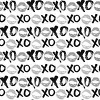 letras de escova xoxo sinais padrão sem emenda, frase caligráfica de abraços e beijos do grunge, símbolos xoxo de abreviatura de gíria da internet, ilustração vetorial, isolada no fundo branco vetor