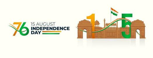indiano independência dia celebração do a 76º independência dia vetor