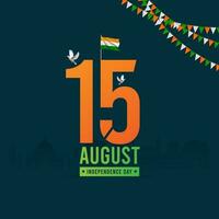 15º agosto indiano independência dia 76º celebração vetor