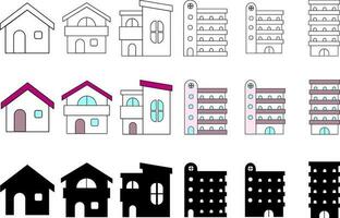 conjunto do edifícios e moderno cidade casas vetor ícones