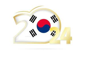 ano 2024 com sul Coréia bandeira padronizar. vetor