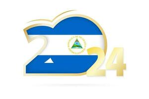 ano 2024 com Nicarágua bandeira padronizar. vetor