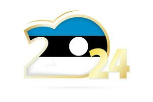 ano 2024 com Estônia bandeira padronizar. vetor