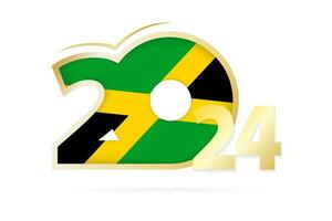 ano 2024 com Jamaica bandeira padronizar. vetor