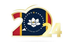 ano 2024 com Mississippi bandeira padronizar. vetor