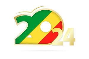 ano 2024 com Congo bandeira padronizar. vetor