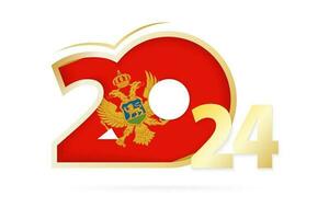 ano 2024 com Montenegro bandeira padronizar. vetor