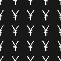 ícone de sinal de iene escova de rotulação padrão sem emenda, fundo de símbolos caligráficos de grunge, ilustração vetorial vetor