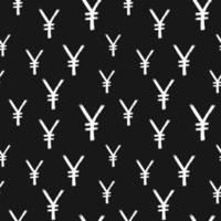 ícone de sinal de iene escova de rotulação padrão sem emenda, fundo de símbolos caligráficos de grunge, ilustração vetorial vetor