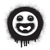 sorridente face emoticon grafite com Preto spray pintura vetor
