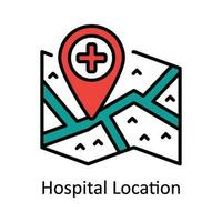 hospital localização vetor preencher esboço ícone Projeto ilustração. mapa e navegação símbolo em branco fundo eps 10 Arquivo