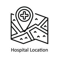 hospital localização vetor esboço ícone Projeto ilustração. mapa e navegação símbolo em branco fundo eps 10 Arquivo