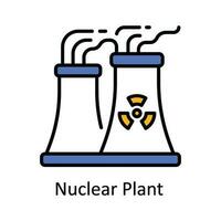 nuclear plantar vetor preencher esboço ícone Projeto ilustração. inteligente indústrias símbolo em branco fundo eps 10 Arquivo