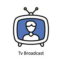 televisão transmissão vetor preencher esboço ícone Projeto ilustração. digital marketing símbolo em branco fundo eps 10 Arquivo