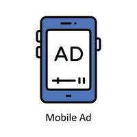 Móvel de Anúncios vetor preencher esboço ícone Projeto ilustração. digital marketing símbolo em branco fundo eps 10 Arquivo