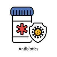 antibióticos vetor preencher esboço ícone Projeto ilustração. farmacia símbolo em branco fundo eps 10 Arquivo