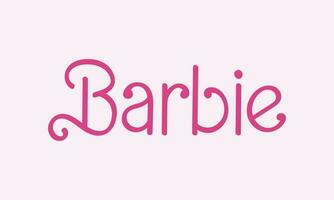 Barbie caligrafia logotipo. popular filme com uma moda Loiras boneca. jogos para garotas. vecor ilustração vetor