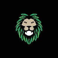 leão mascote logotipo com folhas.leão animal logotipo. vetor