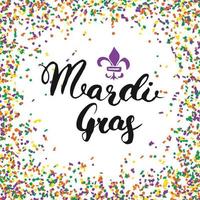 letras caligráficas de mardi gras. design de cartão tipográfico. letras de caligrafia para saudação de feriado. mão desenhada letras ilustração vetorial de texto vetor