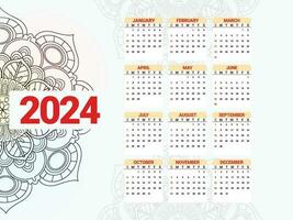 calendário 2024 com mandala vetor