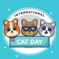 internacional gato dia vetor desenho animado ilustração. fofa gato plano desenho animado conceito