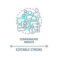 comunicar resultados turquesa conceito ícone. compartilhar financeiro Informação. contabilidade abstrato idéia fino linha ilustração. isolado esboço desenho. editável acidente vascular encefálico vetor