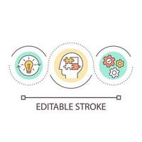 crescimento mentalidade ciclo conceito ícone. gerar intuições e Ideias. pessoal desenvolvimento. criatividade abstrato idéia fino linha ilustração. isolado esboço desenho. editável acidente vascular encefálico vetor