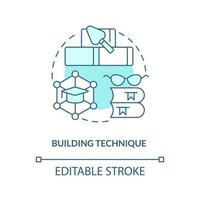 construção memória técnica conceito turquesa ícone. associativo aprendizado. memorizar abstrato idéia fino linha ilustração. isolado esboço desenho. editável acidente vascular encefálico vetor