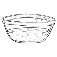 vetor querida dentro vidro tigela linha esboço ilustração. cozinhando Oliva óleo dentro profundo prato clipart para livros de receitas, receitas e cozinha desenhos