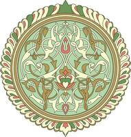 vetor colori volta árabe ornamento. muçulmano verde estampado medalhão