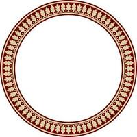 vetor volta ouro com vermelho indiano nacional ornamento. étnico plantar círculo, fronteira. quadro, flor anel. papoilas e folhas