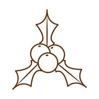 ícone de linha de desenho animado de baga de azevinho feliz natal vetor
