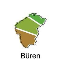 mapa do Buren Projeto ilustração, vetor símbolo, sinal, contorno, mundo mapa internacional vetor modelo em branco fundo