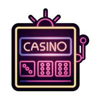 casino dices slot machine jogo de néon letreiro vetor