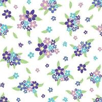 floral desatado padronizar com Ticiano, lavanda, azul, roxa camomila flor e folhas em pastel fundo vetor