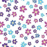 floral desatado padronizar com rosa, lavanda, azul, roxa camomila flor e folhas. infantil, feminino, □ Gentil vetor
